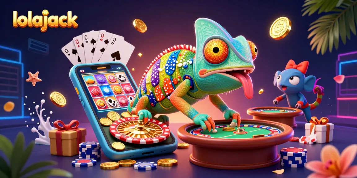 Experience thrilling gameplay at lolajack with a vibrant chameleon casino owner amidst dynamic gaming elements.