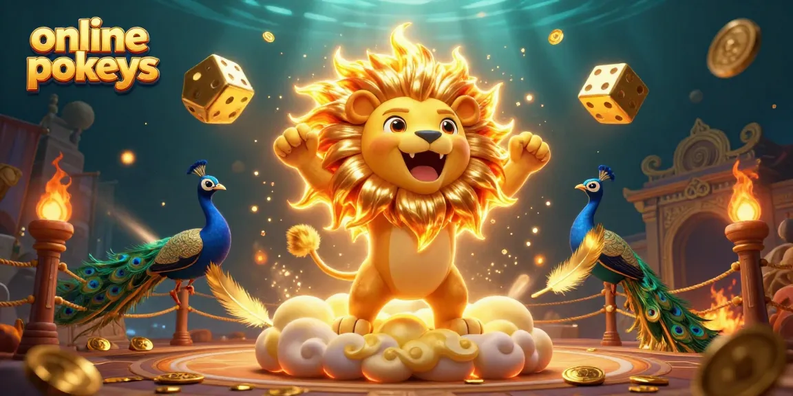 Engage in online pokies with stunning visuals of a roaring sun lion and dynamic casino elements.