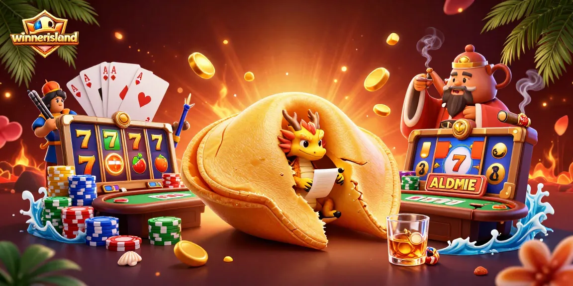 Experience the excitement of winnerisland with a vibrant slot scene featuring dragon guardians and golden treasures.