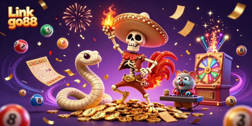 Engage with Link go88's vibrant casino festivities featuring lively characters and exciting gaming elements.